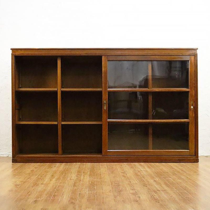 昭和初期のアンティーク格子引戸ローボード