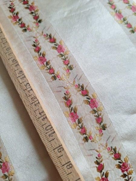 フランス　アンティーク　ファブリック　ローズガーランド！ セール! フランス アンティークファブリック ローズ ガーランド