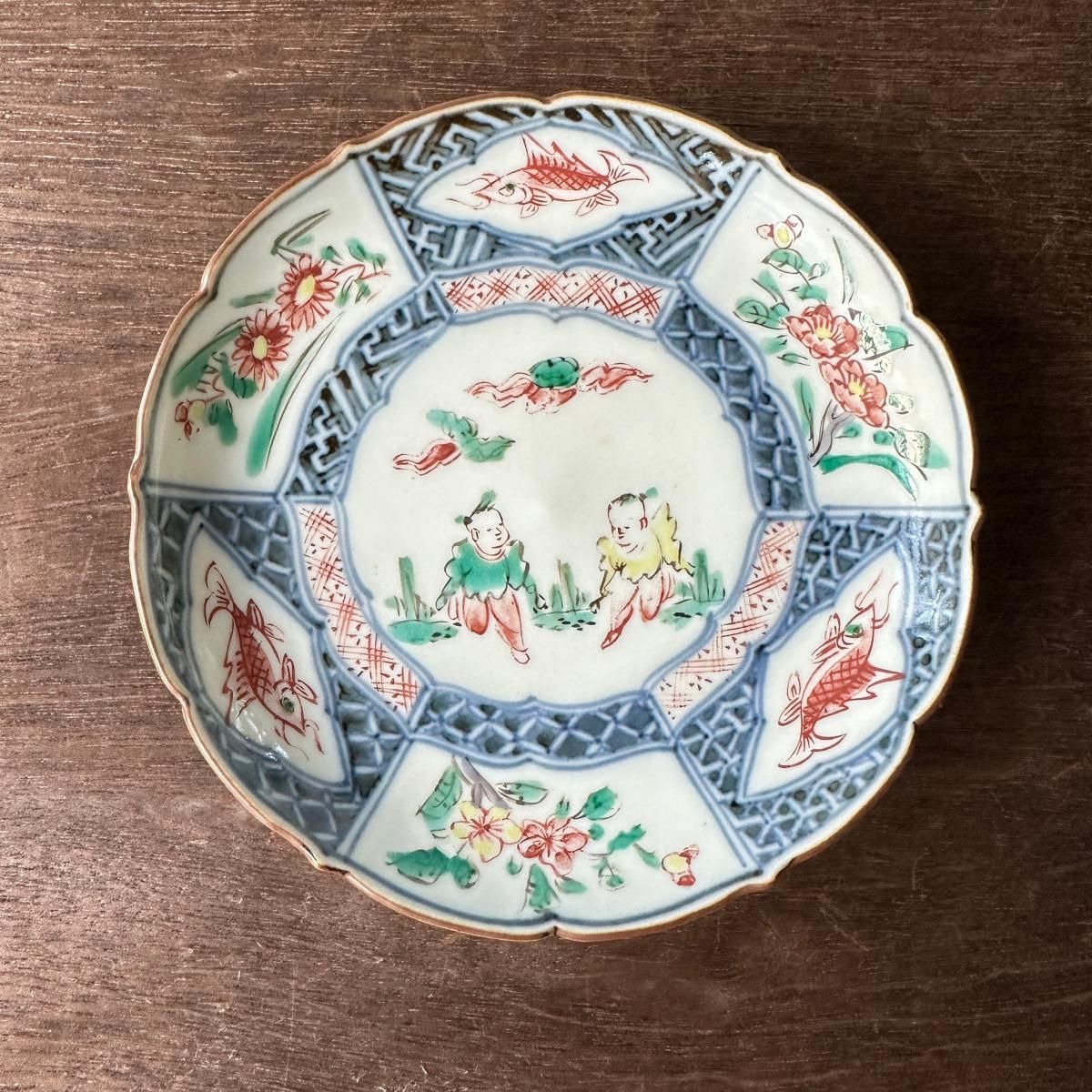 期間限定キャンペーン 赤絵の唐子色絵皿（B） - LEAVES ANTIQUE 工芸品