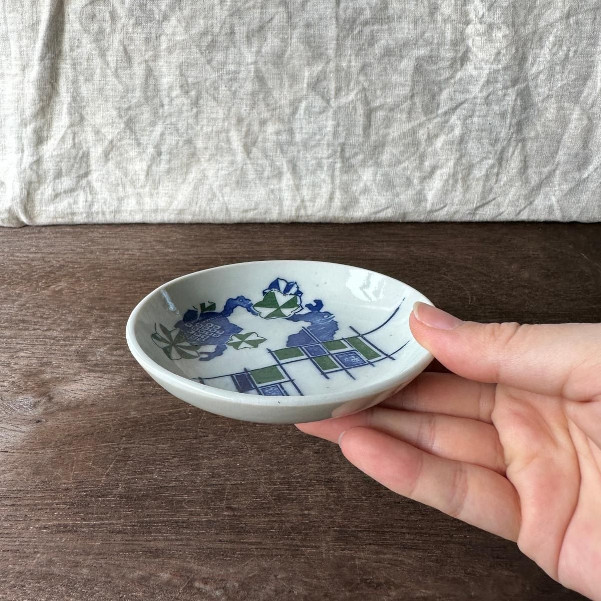 【希少】アンティーク 印判皿 明治時代 【７枚セット】藍色【美品】 明治時代頃の柔らかなブルー大皿