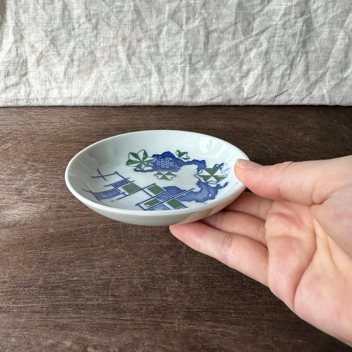 昭和初期 印判 手塩皿 緑　小皿　18枚 昭和初期 印判 手塩皿 緑 小皿 18枚