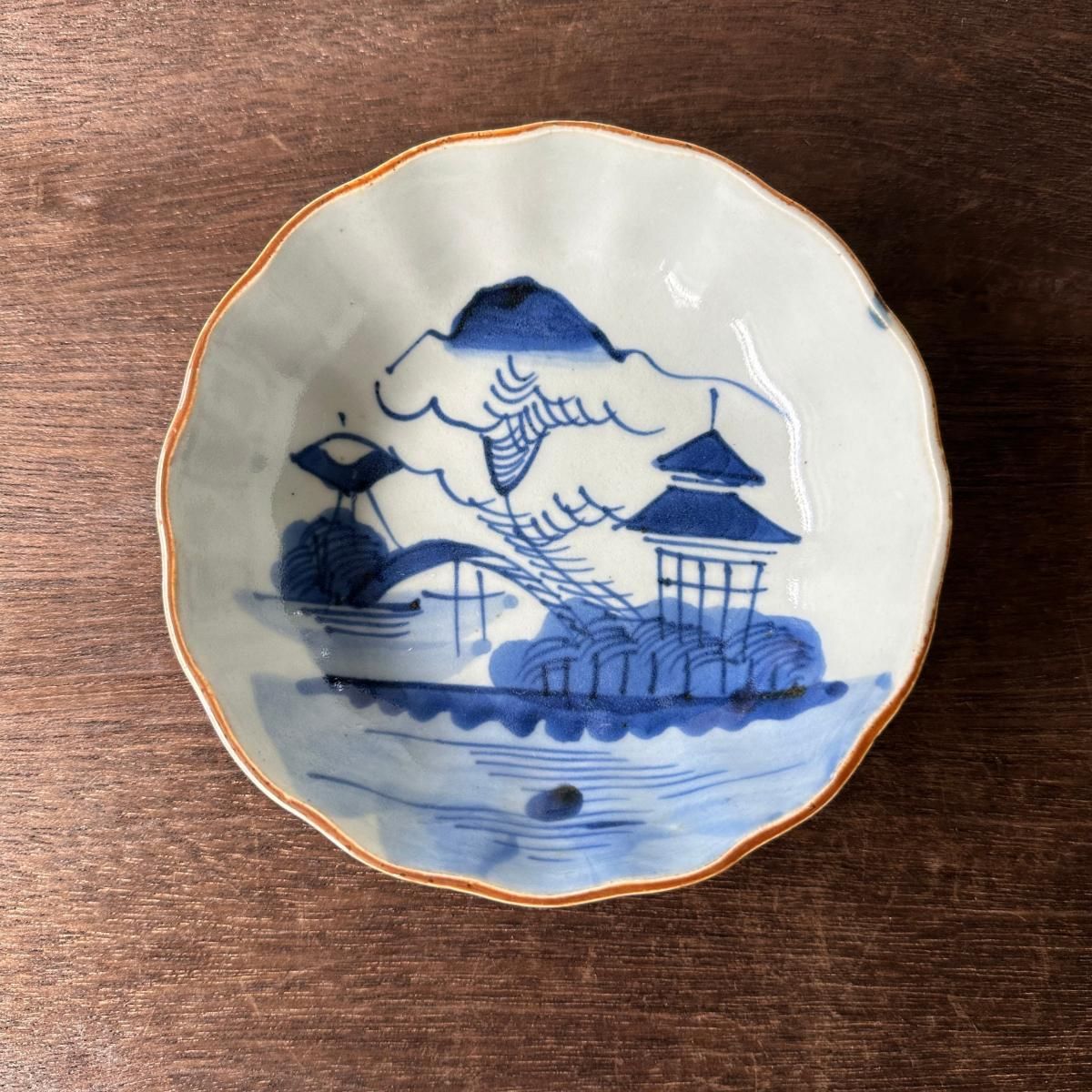 染付絵皿　山水画　25㎝　深皿 染付絵皿 山水画 25㎝ 深皿 江戸後期染付山水図尺