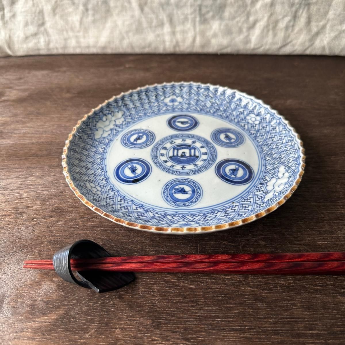 明治時代の干支と馬のイゲ皿