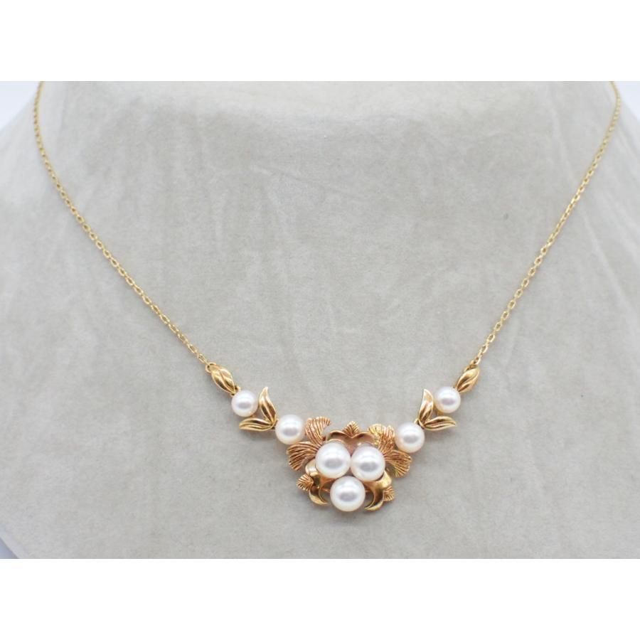 ミキモト K18 あこや真珠ネックレス - ANTIQUE LEAVES ミキモト K18 あこや真珠ネックレス - ANTIQUE LEAVES