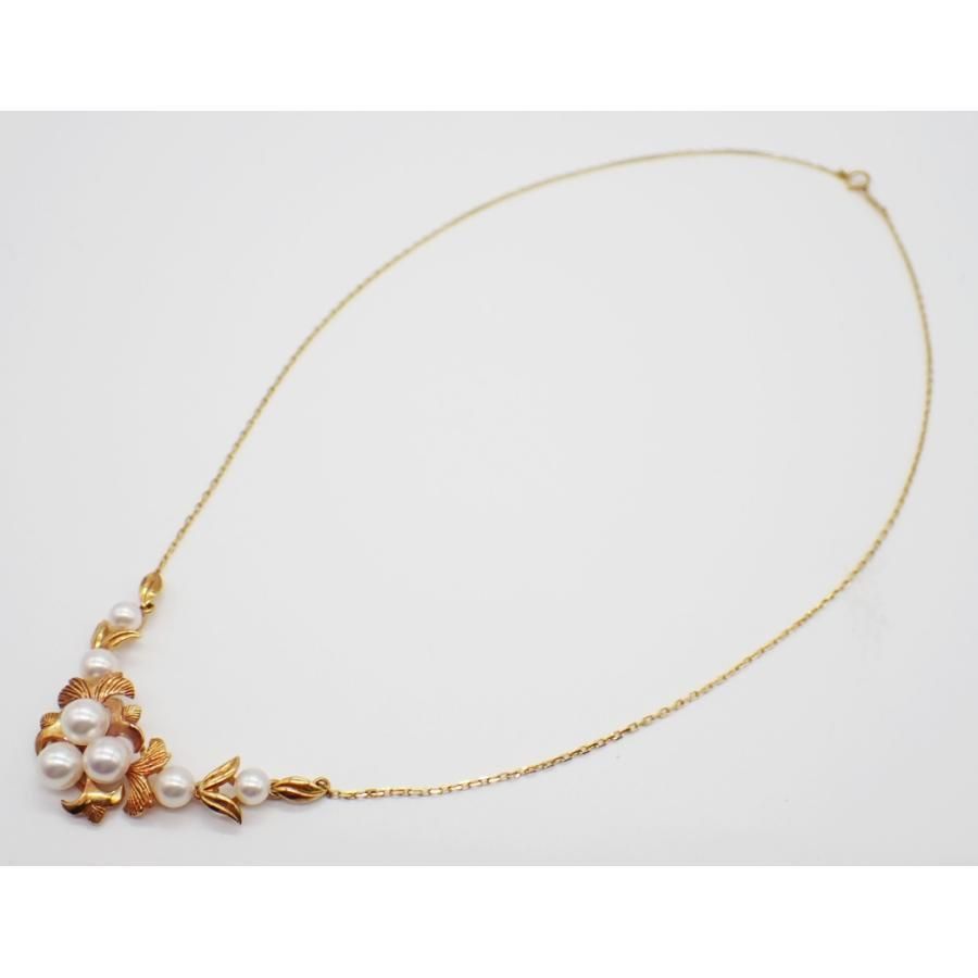 ミキモト K18 あこや真珠ネックレス - ANTIQUE LEAVES ミキモト K18 あこや真珠ネックレス - ANTIQUE LEAVES