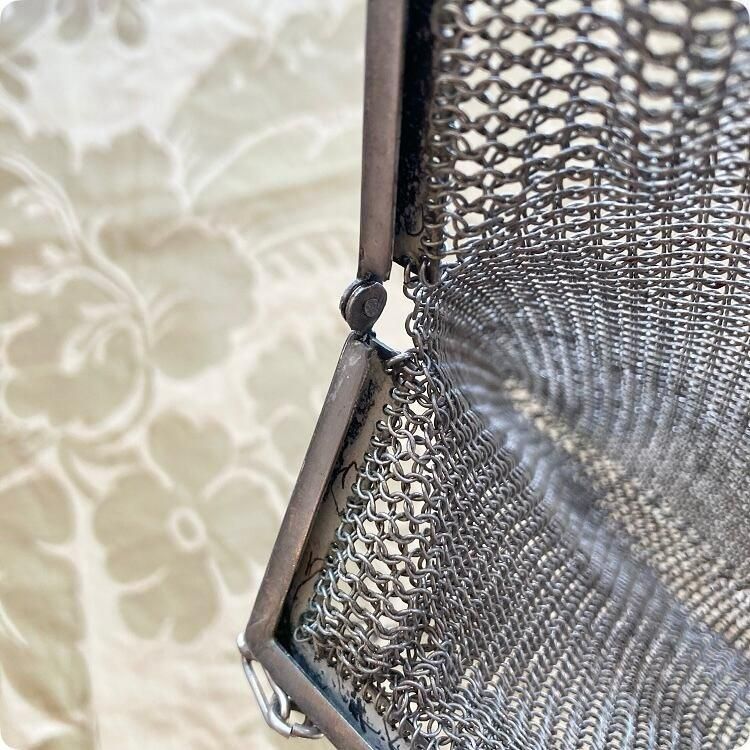 フランス製アンティークシルバーメッシュバッグ