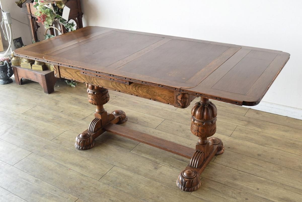 グリーンフェス セール中！ダイニング 昭和レトロ アンティーク風 1920年代オーク材シンプルな美しさを感じるダイニングテーブル