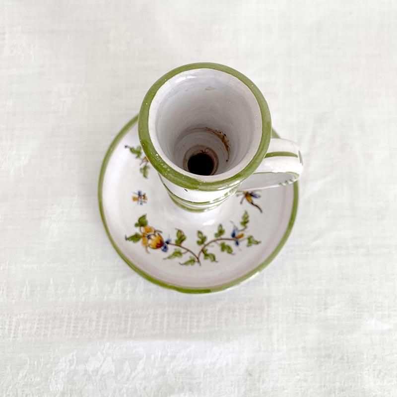 陶器キャンドルホルダー ボタニカル若草色