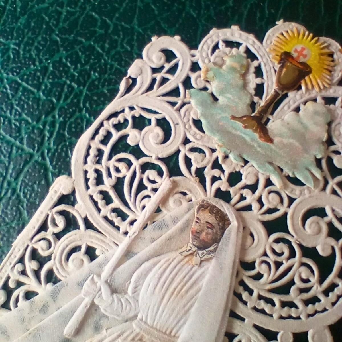 ♡レア　フランスアンティーク　コミュニオンフレーム　初聖体拝領　ホーリーカード ♡レア フランスアンティーク コミュニオンフレーム 初聖体拝領