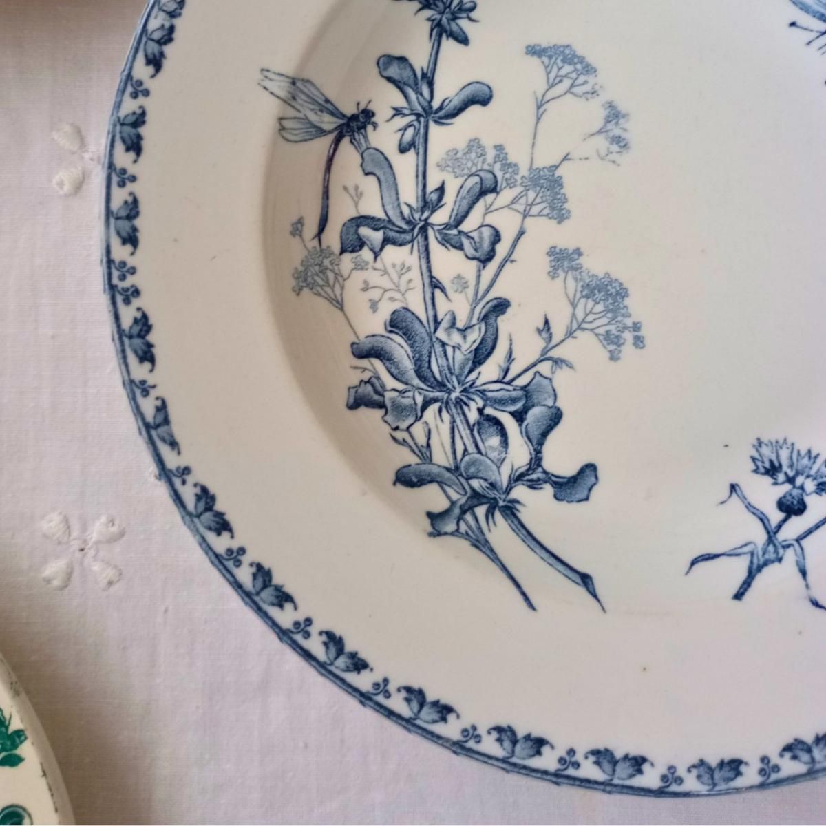 再値下げ❗️フランスアンティークディゴワンサルグミンヌ スーププレート 2枚set ディゴワンサルグミンヌ Digoin&sarregumines スーププレート/深皿