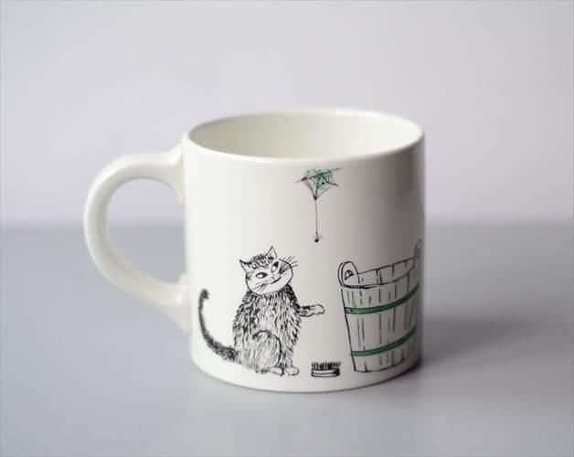 アラビア ロウリュ ビアマグカップ 家族と猫デザイン