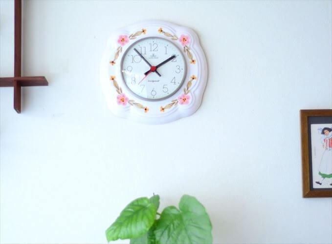 ドイツ製アンティーク花柄セラミック壁時計 希少美品 ドイツ製アンティーク花柄セラミック壁時計 希少美品