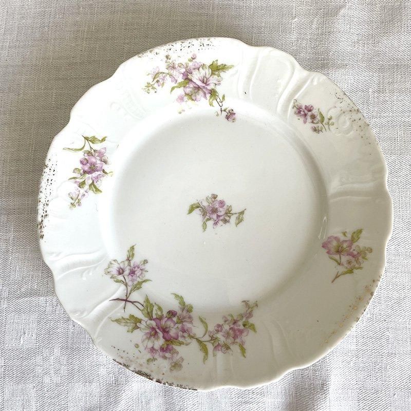 リモージュ プレート 紫ピンクの野草柄