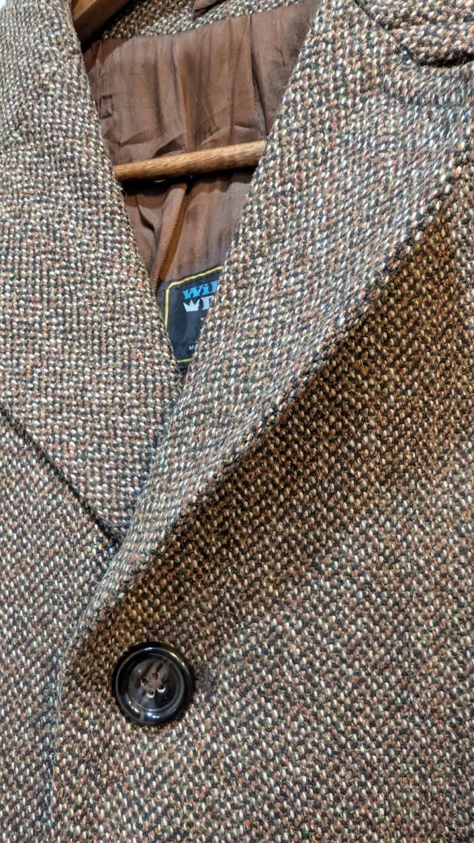ウィリアムディクソン製ウールツイードコートブラウンL