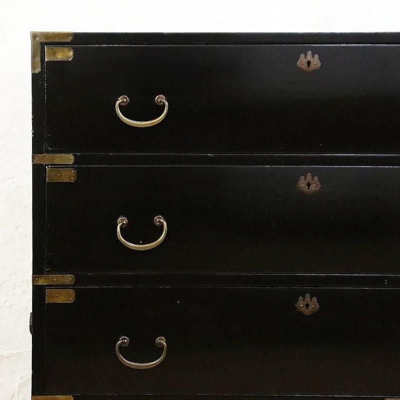 和箪笥　黒い引き出し小箪笥　レトロ　ヴィテージ 舟箪笥明治時代の桐製小箪笥アンティーク