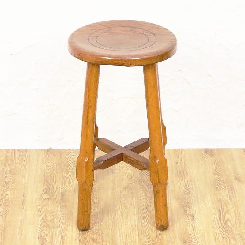 日本製 ヴィンテージ 丸椅子 スツール 昭和中期 杉とケヤキ製