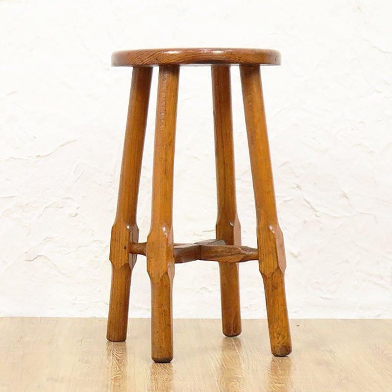 上品な丸椅子　スツール　ヴィンテージ　椅子 日本製 ヴィンテージ 丸椅子 スツール 昭和中期 杉とケヤキ製