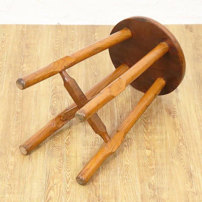 日本製 ヴィンテージ 丸椅子 スツール 昭和中期 杉とケヤキ製