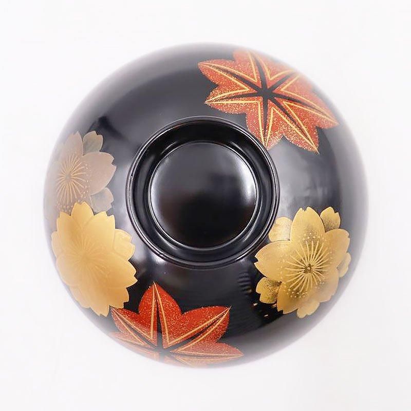 大正時代のアンティーク蒔絵吸物椀 桜紅葉柄