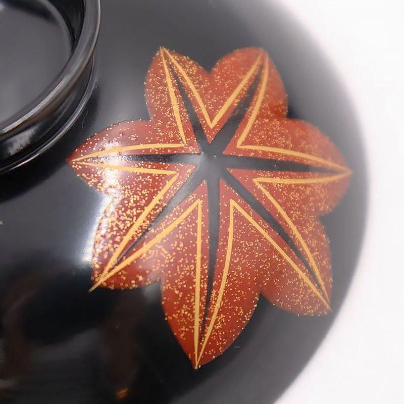 大正時代のアンティーク蒔絵吸物椀 桜紅葉柄