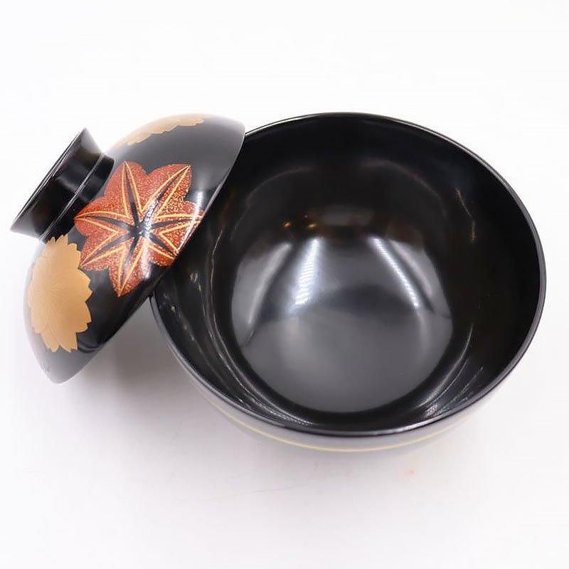 大正時代のアンティーク蒔絵吸物椀 桜紅葉柄