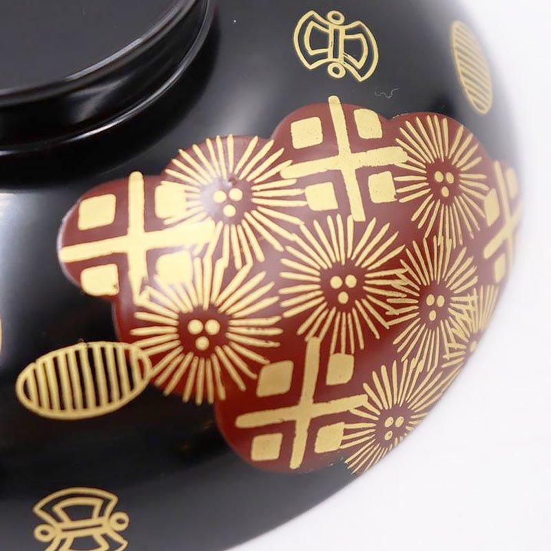 昭和初期の日本製漆器蓋椀 七宝吉祥紋