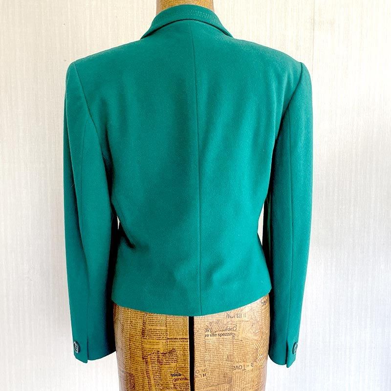 80年代ヴィンテージ 刺繍入り グリーンウールジャケット