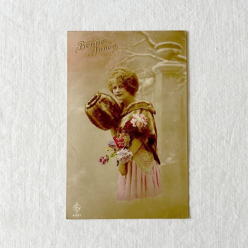 1920年頃の少女彩色写真ポストカード