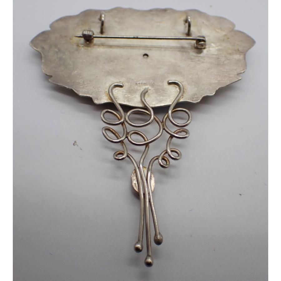 銀製ブローチ＆ペンダント 七宝「葡萄」トルマリン