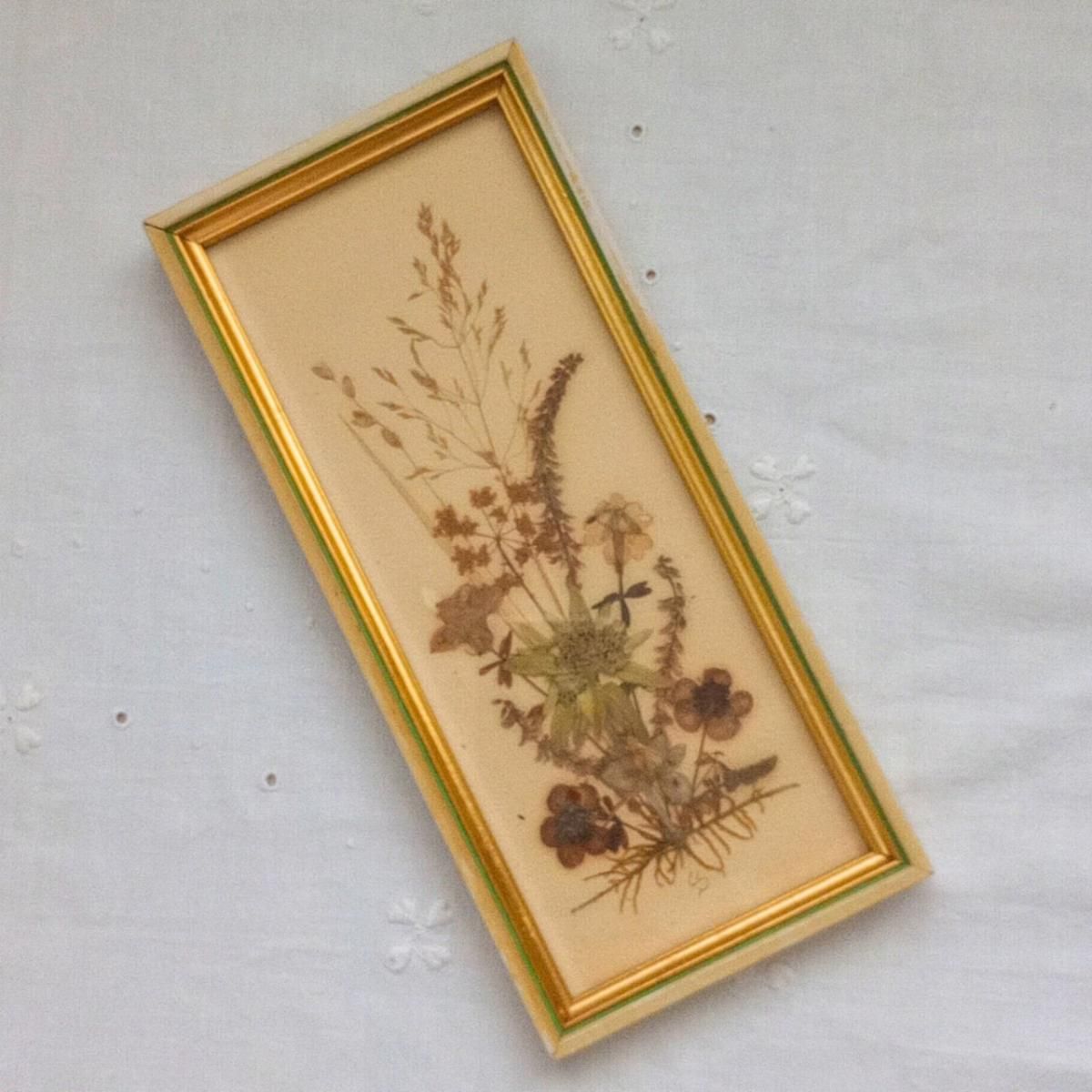 フランスヴィンテージ エーデルワイス押し花額装