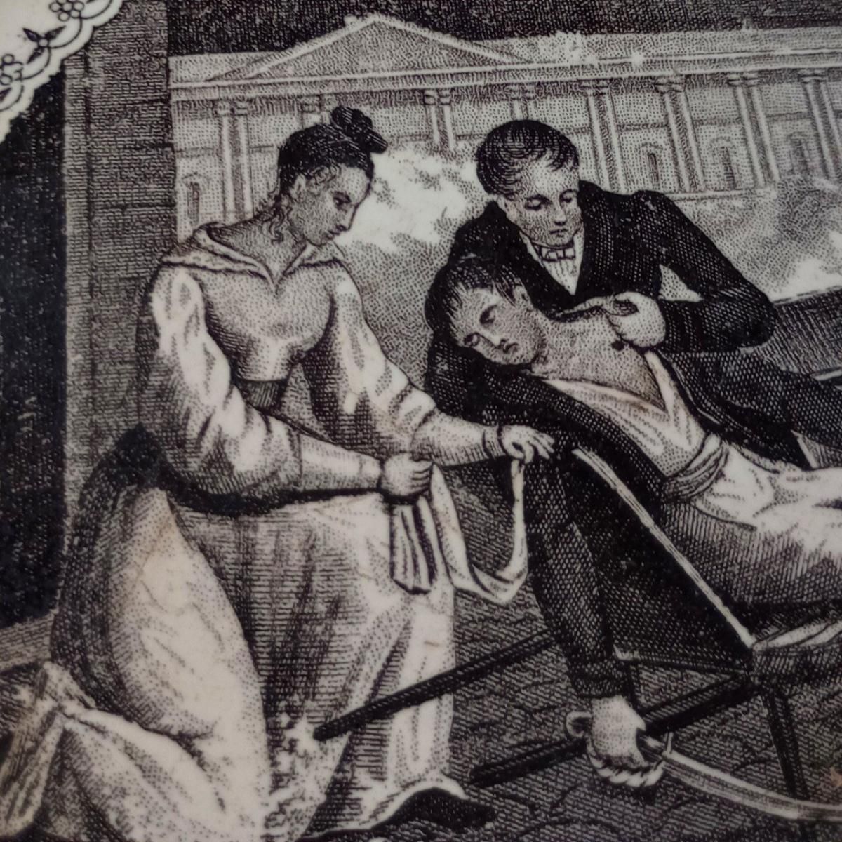 フランスアンティーク グリザイユ トーキングプレート ルーブル