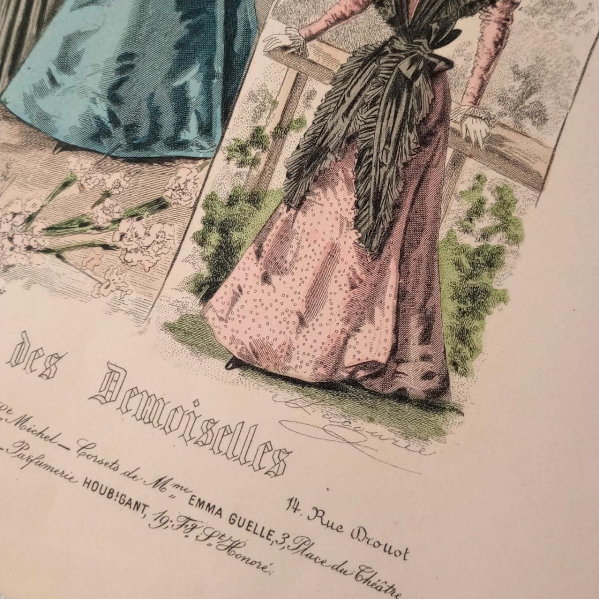 美しいアンティークモード画フランス1900年代初期」