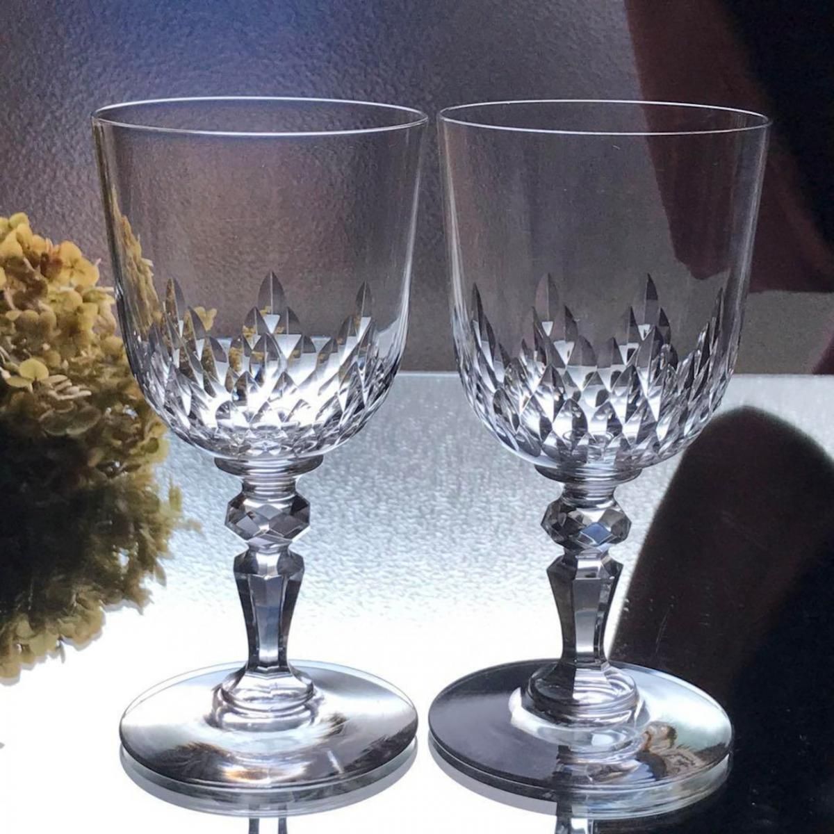 オールドBaccarat金彩シャンパングラスのペアセット ☆ Baccarat バカラ グラス オールドバカラ 金彩 ペアグラス