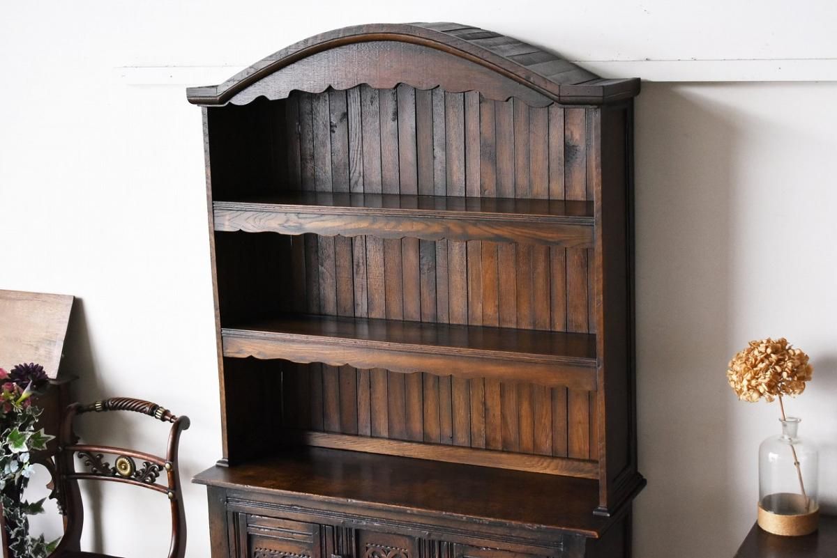 英国製アンティーク オーク製カップボード｜1890年代重厚なデザイン