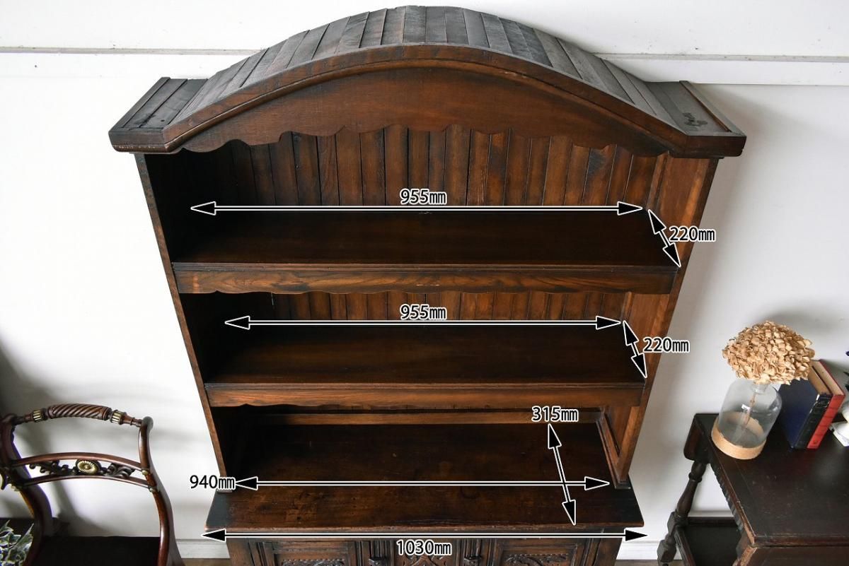 英国製アンティーク オーク製カップボード｜1890年代重厚なデザイン