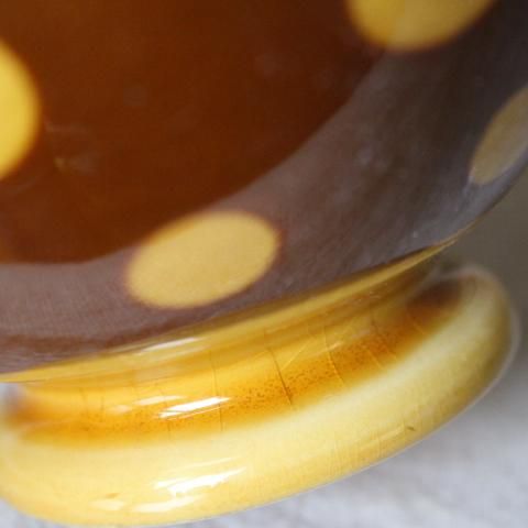 フランス製ドット柄カフェオレボウル