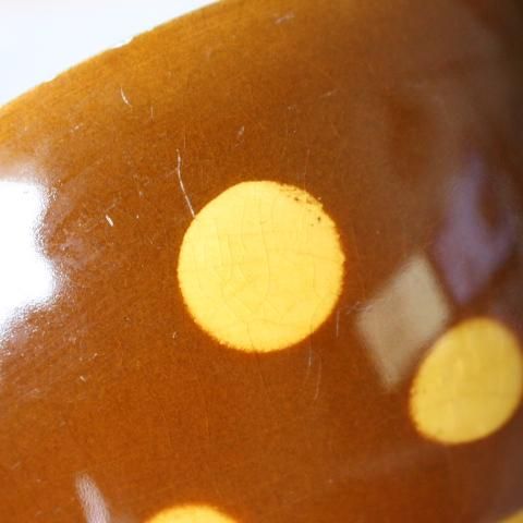 フランス製ドット柄カフェオレボウル