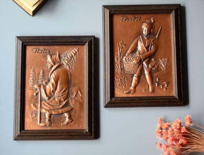 アンティーク 銅板画 古地図デザイン 木製装飾板 アンティーク 銅板画 古地図デザイン 木製装飾板