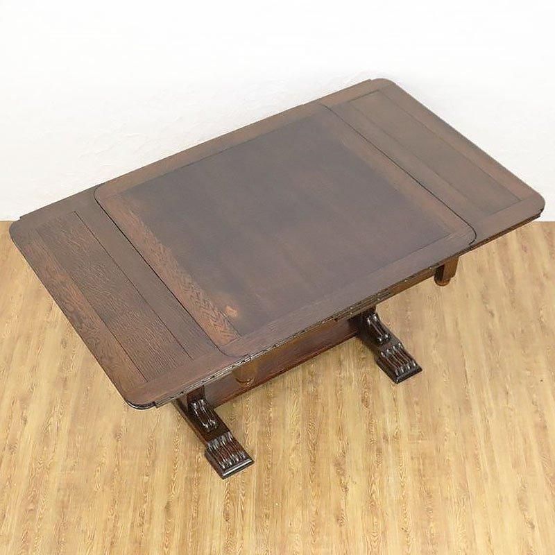 重厚な英国製アンティークオークダイニングテーブル