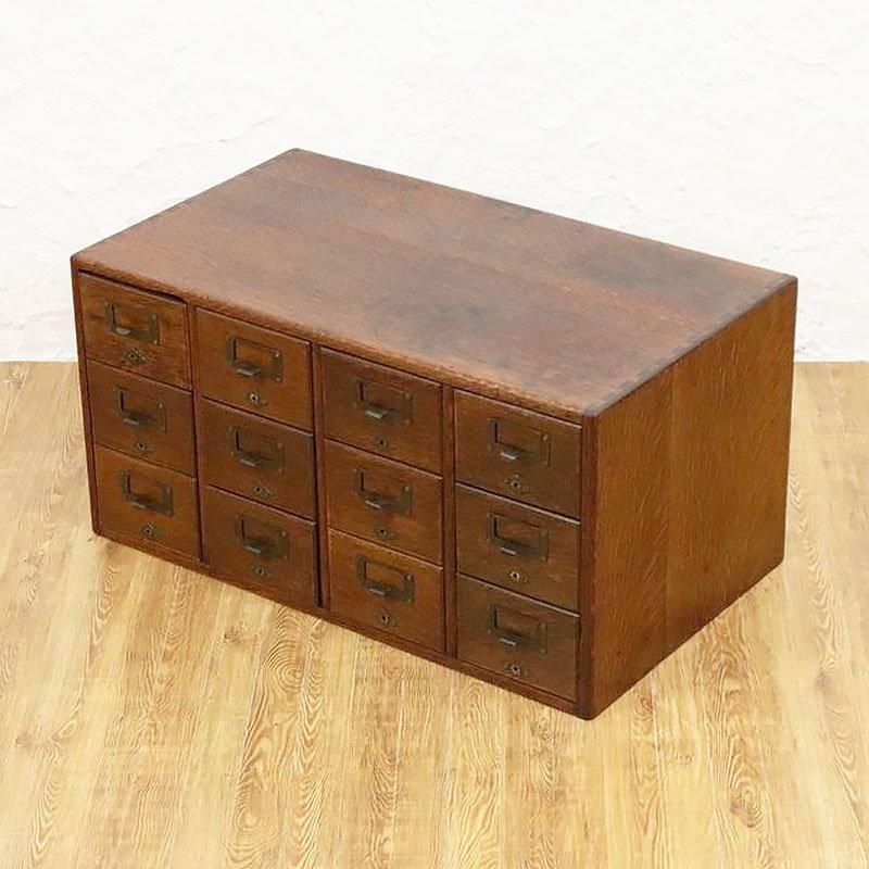 昭和初期のアンティーク12杯引出しキャビネット