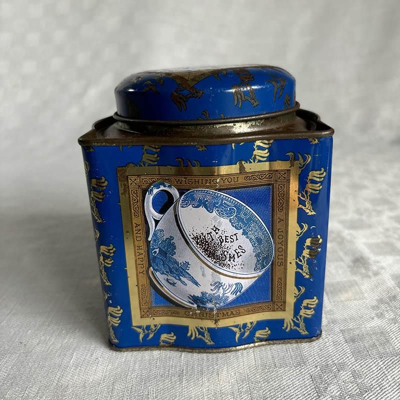 青缶のヴィクトリア朝デザイン紅茶缶