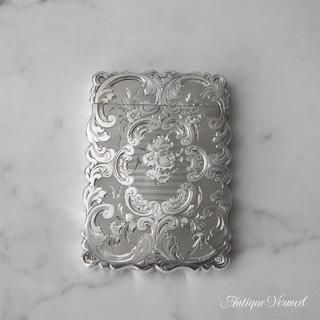 英国アンティークシルバー 薔薇の小さなカードケース Frederick