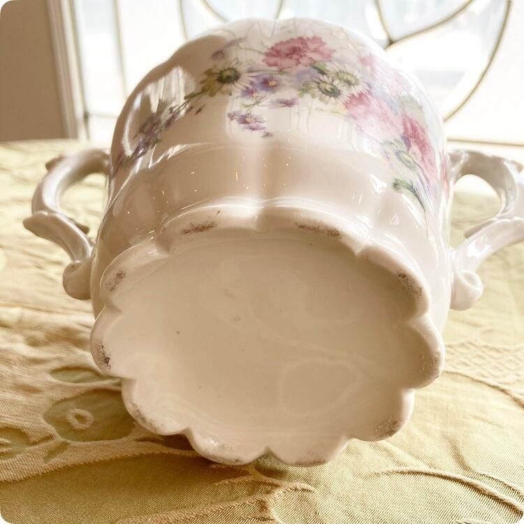 フランスアンティーク クレイユモントロー 古いシュガーポット ピンク継続か フランスアンティーク クレイユモントロー 古いシュガーポット