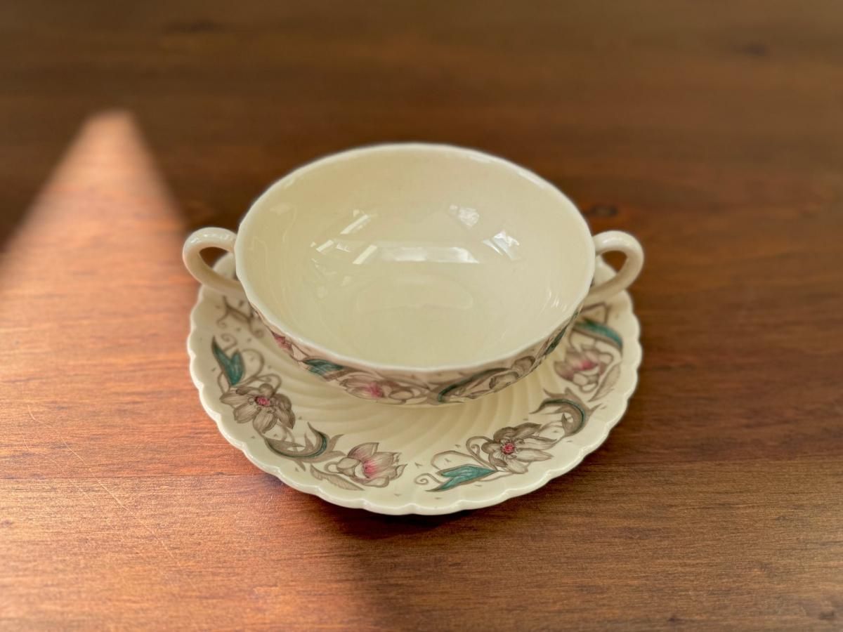 英国製アンティーク ピンク薔薇柄 スージー・クーパー スープ