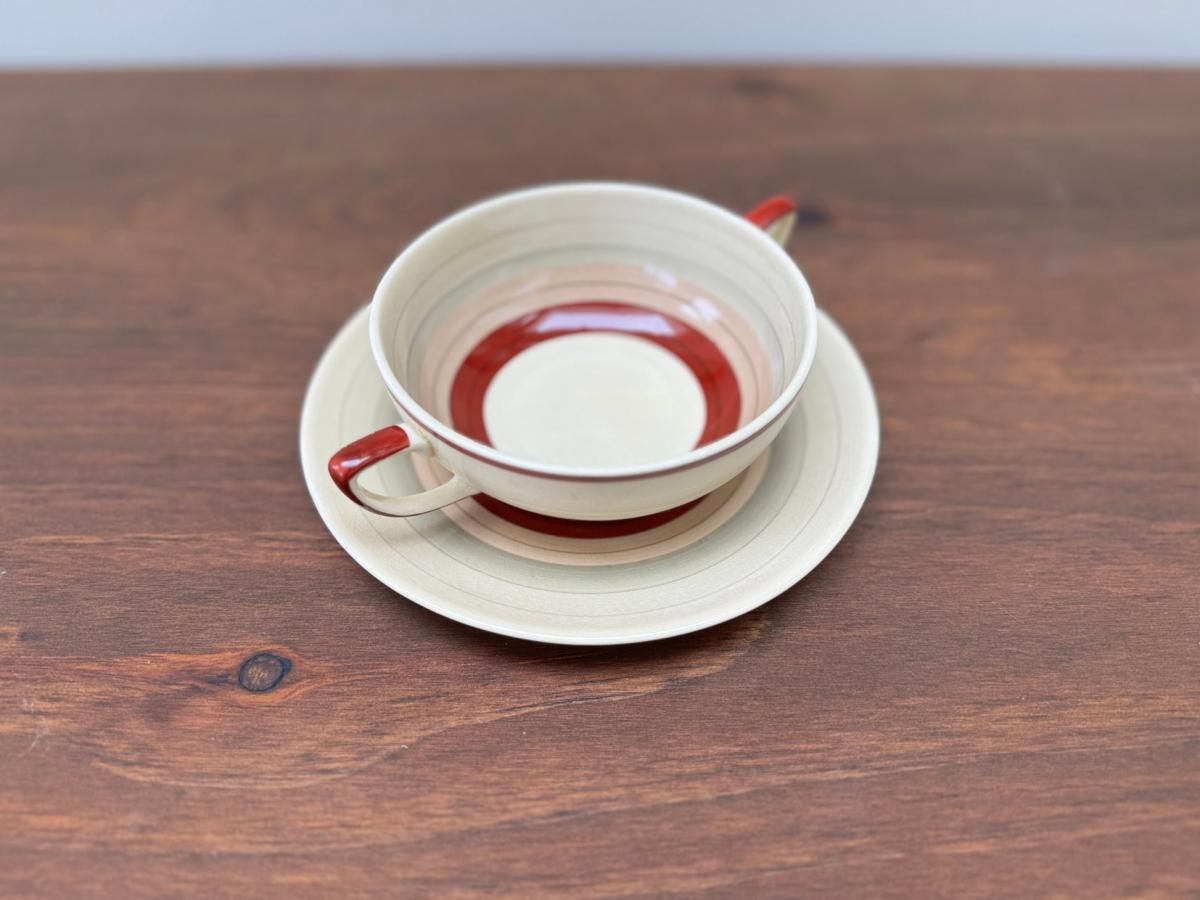 英国製アンティーク銀製スープカップ&ソーサー、ヴィンテージ