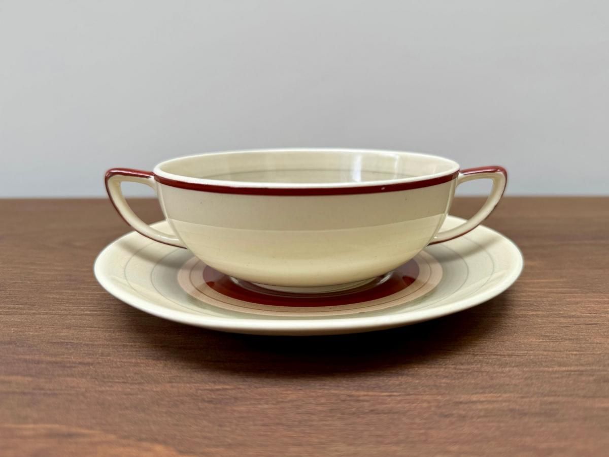 英国製アンティーク銀製スープカップ&ソーサー、ヴィンテージ
