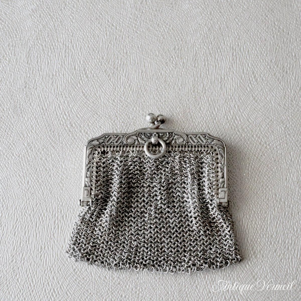フランス・アンティークシルバー 花綱文様 コインパース(銀800) - ANTIQUE フランス・アンティークシルバー 花綱文様 コインパース(銀800) - ANTIQUE