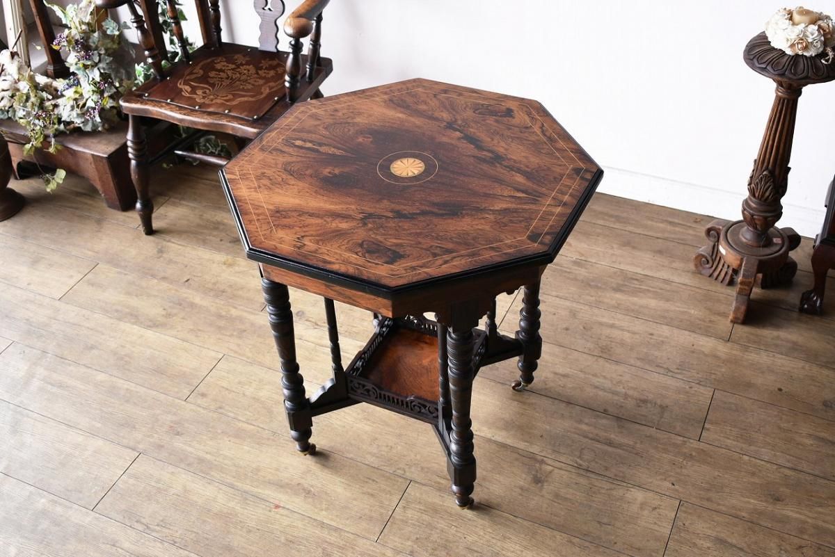 アンティーク　シノワズリ　コーヒーテーブル 英国製シノワズリテーブル｜1900年代オーク×オリエンタルデザイン