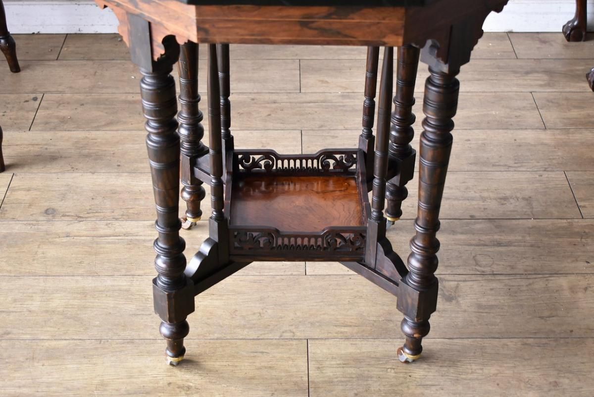 アンティーク　シノワズリ　コーヒーテーブル 英国製シノワズリテーブル｜1900年代オーク×オリエンタルデザイン