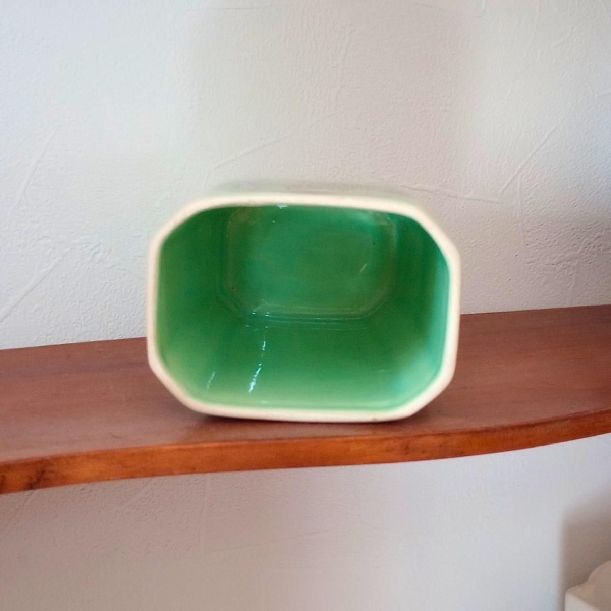 ヴィンテージ陶器キャニスター、フランス製美しい絵柄